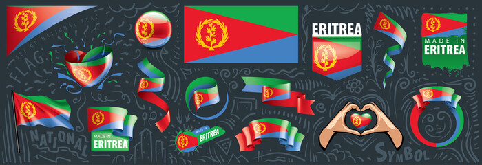 Vector set of the national flag of Eritrea in various creative designs
