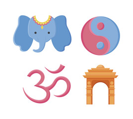 set of icons independence day india