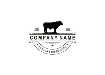  Retro Vintage Cattle / Beef Emblem Label logo design and cow symbol inspiration