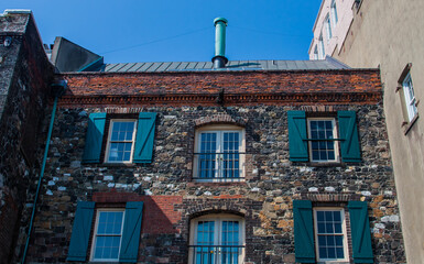 Fototapeta na wymiar Historic Buildings Along River Street,Savannah,Georgia,USA