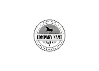  Retro Vintage Cattle / Beef Emblem Label logo design and horse symbol inspiration