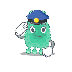 Fototapeta premium Police officer cartoon drawing of azotobacter vinelandii wearing a blue hat