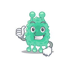 Azotobacter vinelandii cartoon character design showing OK finger