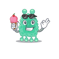 A cartoon drawing of azotobacter vinelandii holding cone ice cream