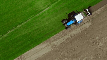 Aerial view of Turf Harvester Roll Up Lawn