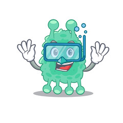 Obraz premium Azotobacter vinelandii mascot design swims with diving glasses