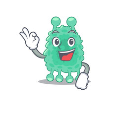 Azotobacter vinelandii mascot design style showing Okay gesture finger