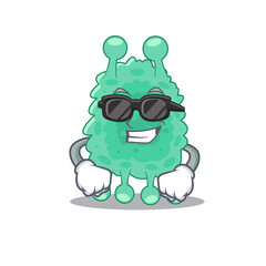 cartoon character of azotobacter vinelandii wearing classy black glasses