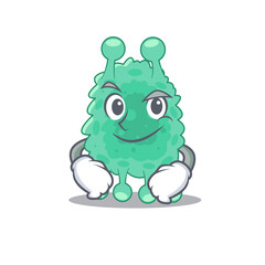 A cute arrogant caricature design of azotobacter vinelandii having confident gesture