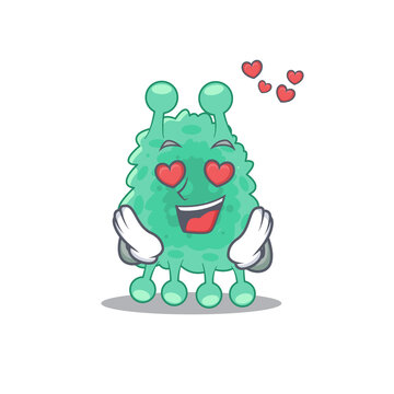 Romantic azotobacter vinelandii cartoon character has a falling in love eyes