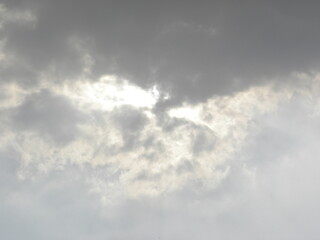Dark gray clouds with crepuscular sun rays or splintered light