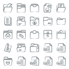 
File Types Line Icons Set

