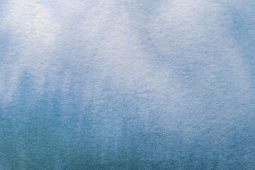 Abstract art background light blue and white colors. Watercolor painting on canvas with soft denim gradient.