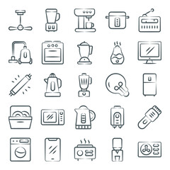 
Pack of Appliances Doodle Icons 
