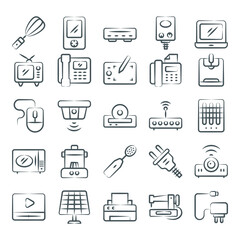 
Pack of Home Appliances Doodle Icons 

