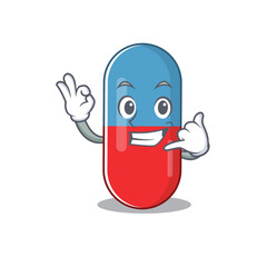 Caricature design of pills drug with cute call me pose