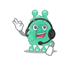 A stunning azotobacter vinelandii mascot character concept wearing headphone