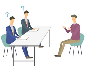 面接　転職　就職活動　就活　面接官　ベクターイラスト	