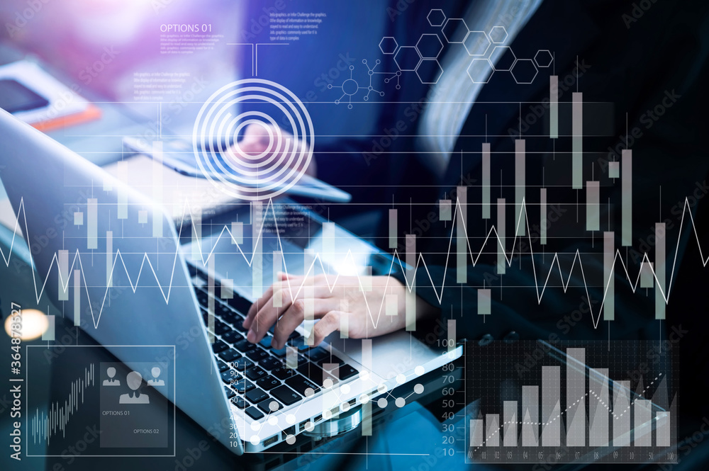 Wall mural intelligence (bi) and business analytics (ba) with key performance indicators dashboard concept.star