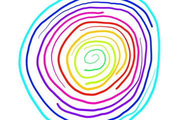 Minimalistic design with color gradients in the shape of concentric circles. Rainbow shades palette. Rainbow color gradations