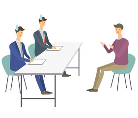 面接　転職　就職活動　就活　面接官　ベクターイラスト	