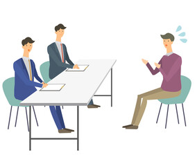 面接　転職　就職活動　就活　面接官　ベクターイラスト	