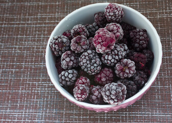 frozen food, frozen blackberries, frozen berries. Frozen Blackberry Close-Up