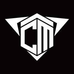 CM Logo monogram with wings arrow around design template