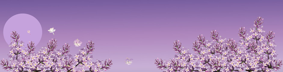 stripe with many lilac flowers