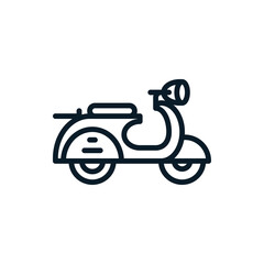 Scooter bike, motorcycle, motorbike outline icons. Vector illustration. Editable stroke. Isolated icon suitable for web, infographics, interface and apps.