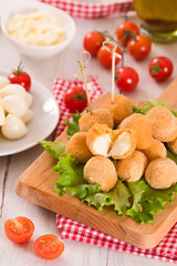 Fried Mozzarella cheese balls.	