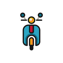 Scooter bike, motorcycle, motorbike filled outline icons. Vector illustration. Editable stroke. Isolated icon suitable for web, infographics, interface and apps.