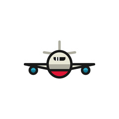 Airplane filled outline icons. Vector illustration. Editable stroke. Isolated icon suitable for web, infographics, interface and apps.
