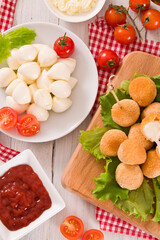 Fried Mozzarella cheese balls.	