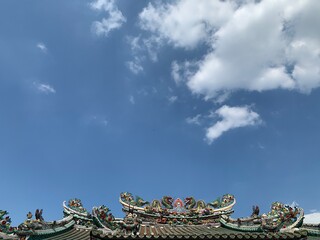 Chinese style dragon roof with clear sky