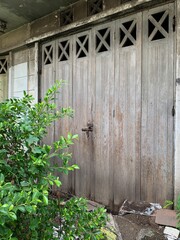 Old style locked wooden door