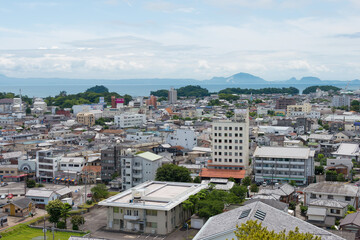 Fototapeta na wymiar Shimabara city view from Shimabara castle in Shimabara, Nagasaki, Japan.