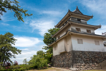 Fototapeta na wymiar Shimabara castle in Shimabara, Nagasaki, Japan. The castle was originally built in 1624 and Rebuilt in 1964.