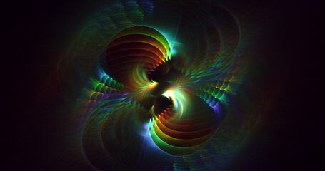 3D rendering abstract multicolor fractal light background