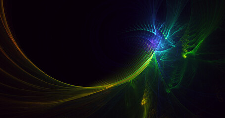 3D rendering abstract multicolor fractal light background
