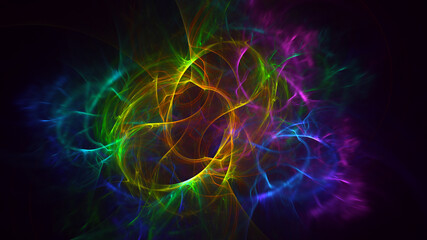 3D rendering abstract multicolor fractal light background
