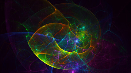 3D rendering abstract multicolor fractal light background