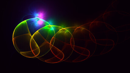 3D rendering abstract multicolor fractal light background