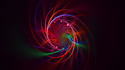 3D rendering abstract multicolor fractal light background