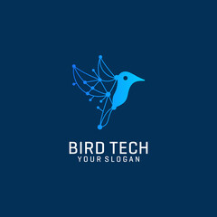 Naklejka premium Bird technology logo gradient color