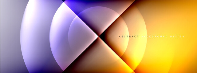 Vector abstract background - circle and cross on fluid gradient with shadows and light effects. Techno or business shiny design templates for text