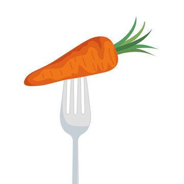 carrot on fork design, Vegetable organic food healthy fresh natural and market theme Vector illustration