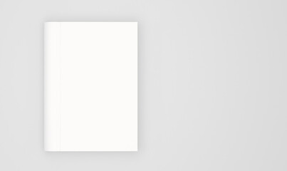 Blank book cover template isolated on white background. 3D rendering.