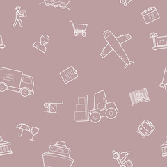 Delivery - Vector background (seamless pattern) of shipping, service, transportation, logistics for graphic design