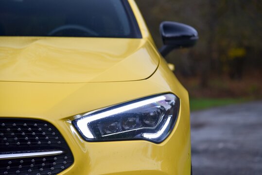 Mercedes-Benz CLA 220. Front light. 06-11-2019, Middle Bohemia, Czech Republic.